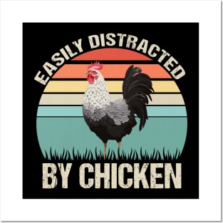 Easily Distracted by Chicken: Funny Retro Tee Posters and Art